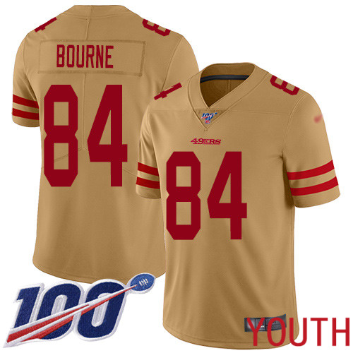 San Francisco 49ers Limited Gold Youth Kendrick Bourne NFL Jersey 84 100th Season Vapor Untouchable Inverted